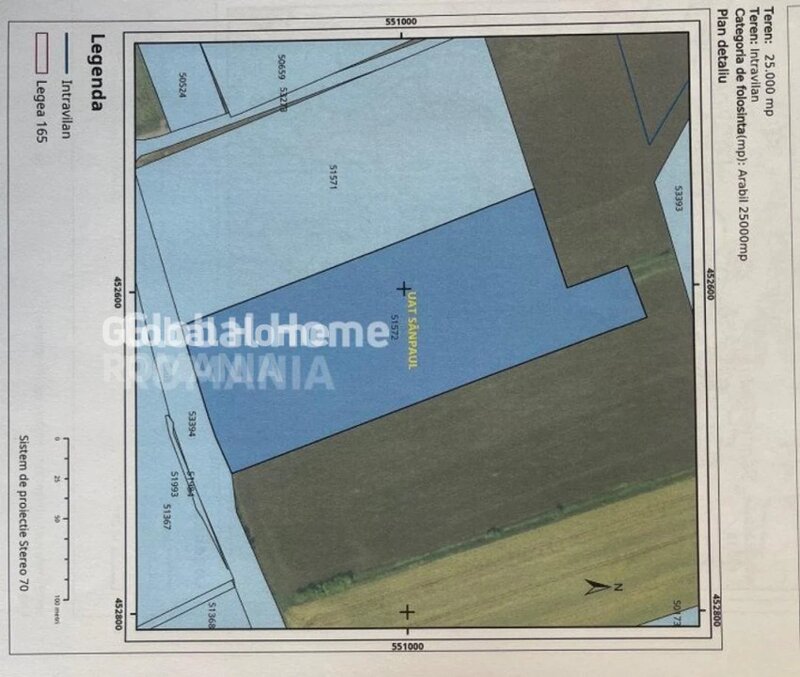 Targul Mures- Sanpaul teren 25000 mp   intravilan  98 m acces DN 15 A3 la 5 km
