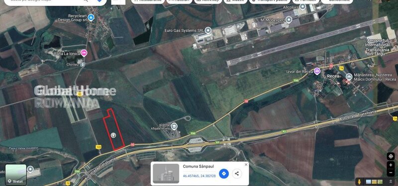 Targul Mures- Sanpaul teren 25000 mp   intravilan  98 m acces DN 15 A3 la 5 km